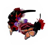 SueaLe Diadema tradicional de flores de México para mujeres y niñas, festival de música, carnaval, diadema para el día de los muertos