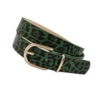 SueaLe Elegante cinturón de piel sintética con estampado animal para mujer, uso diario, todos los accesorios decorativos a juego, cinturón con patrón de leopardo, verde, Talla única
