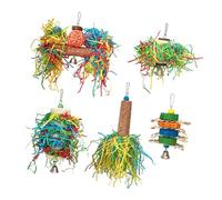 SueaLe Juego de 5 piezas de juguete de loro, juguete de actividad de búsqueda de hojas de maíz masticables, para estimular el comportamiento de las aves, loro natural