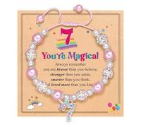 SueaLe Playful - Pulsera brillante con cuentas de arco iris para niñas, regalo de cumpleaños, joyería tejida a la moda, talla única, como se describe