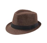 SueaLe Sombrero Fedoras de ala corta para hombre, clásico de los años 20, sombrero vintage con bandas negras, 8 colores sólidos