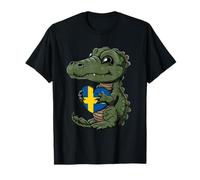 Suecia Lindo cocodrilo corazón bandera sueca orgullo sueco Camiseta