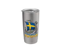 Suecia Viking Barco Nórdico Sueco Escandinavo Orgullo Diseño Vaso térmico de acero inoxidable de doble pared