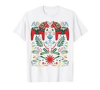 Sueco Dala Caballo Arte Popular Bandera de Suecia Dalahelmsoljd Camiseta