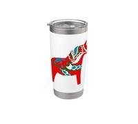 Sueco Dala Horse Suecia Red Dalecarlian Horse Design Vaso térmico de acero inoxidable de doble pared