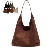 Suede Bag for Women Leather Suede Slouchy Tote Bag, Large Suede Shoulder Color Simple Casual Commuter Retro Handbags, Brown Suede Purse (Coffee)