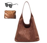 Suede Hobo Bags for Women Suede Purse Suede Bag Brown Suede Handbag Retro Casual Large Capacity for Travel Shopping Work (A-Coffee)