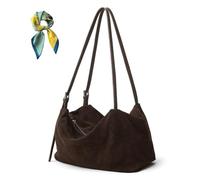 Suede Slouchy Shoulder Bag for Women,Top Handle Fall Purse Crossbody Bags,Brown Retro Trendy Tote Satchel Work Travel (Coffee)