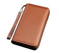 SUEEWE Gran Capacidad Billetera Carteras Hombre Largo, 8 Ranuras para Tarjetas de crédito, 2 Compartimentos para Billetes, 1 Compartimentos para Teléfono, con Muñequera Desmontable, Marrón