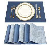 SUEH DESIGN Manteles Individuales de Cuero Juego de 6 Mantel Individual de PU Moderno Lavables Resistente al Calor Impermeable para Mesa de Comedor de Cocina Hoteles Restaurante 43cm x 31cm