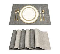 SUEH DESIGN Manteles Individuales de Cuero Juego de 6 Mantel Individual de PU Moderno Lavables Resistente al Calor Impermeable para Mesa de Comedor de Cocina Hoteles Restaurante 43cm x 31cm