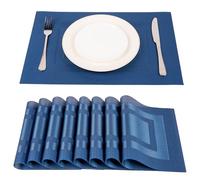 SUEH DESIGN Manteles Individuales Juego de 8, Salvamanteles Individuales PVC 45 cm* 30 cm, Azul Oscuro