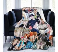 Suehome Manta Jimin suave y cómoda manta de forro polar de lana para sofá, oficina, coche, camping, yoga, viajes, decoración del hogar, acogedora manta de playa de felpa para regalo