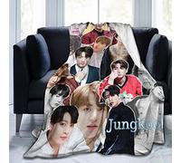 Suehome Manta Jungkook de Lana de Forro Polar Suave y Cómoda para Sofá, Oficina, Coche, Camping, Yoga, Viajes, Decoración del Hogar, Manta de Playa Acogedora y de Felpa para Regalo