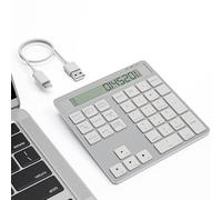 Suejezt Teclado numérico 2-en-1 Recargable con Bluetooth y USB, 34 Teclas con Pantalla calculadora, Delgado y portátil para PC/Mac/Tablet, Entrada rápida de Datos y Contabilidad