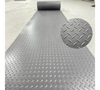 Suelo de Caucho y PVC Antideslizante en Rollo a Metros con Diseño de Diamante, Recortable y Lavable para Garaje Gimnasio Exterior Interior y Taller(Grey 5mm,W 0.8 x L 1 M)