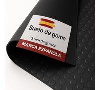 Suelo Gimnasio Caucho Ancho 100cm - Suelo de Goma Seguro - Losetas para Suelo Antideslizante - Plancha de Goma plástico para maleteros y Taller - Corte por Metros [Círculos 3mm]