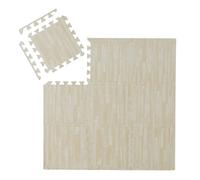Suelo Goma Estilo Madera, Esterilla Fitness, Puzle 27 Piezas sin BPA, Máquinas Gimnasio, Colchoneta 2,55 m², Blanco
