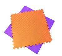 Suelo Puzzle Tatami | Losetas Gran Formato XL | 100x100x20cm | Gimnasios | Gym En Casa | Fitness | Aerobic | Yoga| Superficie Agarre En 5 Líneas | Libre de Tóxicos. (Naranja - Lila, Pack 4)