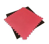 Suelo Puzzle Tatami | Losetas Gran Formato XL | 100x100x20cm | Gimnasios | Gym En Casa | Fitness | Aerobic | Yoga| Superficie Agarre En 5 Líneas | Libre de Tóxicos. (Rojo - Negro, Pack 10)