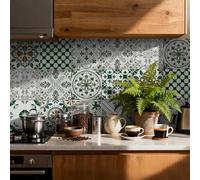 Suelos de Vinilo Adhesivos para Suelos Flores Marrones Verdes Baldosas Adhesivas Impermeables Autoadhesivas Fáciles de Aplicar Vinilo Adhesivo Pared Cocina Baño 10x10 cm/ 24 Piezas