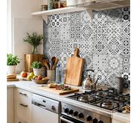 Suelos de Vinilo Adhesivos para Suelos Geometría Gris Beige Baldosas Adhesivas Impermeables Autoadhesivas Fáciles de Aplicar Vinilo Adhesivo Pared Cocina Baño 10x10 cm/ 24 Piezas