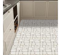 Suelos de Vinilo Adhesivos para Suelos Ladrillo de piedra beige Baldosas Adhesivas Impermeables Autoadhesivas Fáciles de Aplicar Vinilo Adhesivo Pared Cocina Baño 10x10 (10 Piezas)