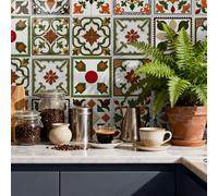 Suelos de Vinilo Adhesivos para Suelos Naranja Verde Retro Baldosas Adhesivas Impermeables Autoadhesivas Fáciles de Aplicar Vinilo Adhesivo Pared Cocina Baño 10x10 cm/ 24 Piezas