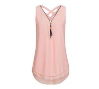 Sueltas y Ocio Camiseta sin Mangas Camiseta de Fitness Deportiva de Tirantes para Mujer, Sexy Moda Camiseta Cruz hacia Atrás Vest Tank Tops Camisole Mujer Vestir Ropa de Aire Libre(C Rosado,2L)