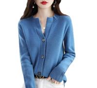 Suelto Otoño e Invierno Nuevo 100% Pure Cashmere Chaqueta de Punto de Mujer Capa Exterior Suéter Abrigo de Cuello Redondo