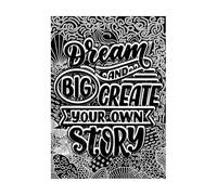 Sueña en grande y crea tu propia historia con citas inspiradoras. Pegatinas de tallado fino 50.4x71.3cm No daña la superficie de la pared Negro