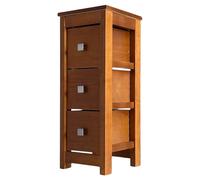 Sueña y Descansa Mesita Cajonera Estrecha 3 Cajones de Madera Maciza en Color Cerezo