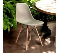 Sueña y Descansa Sillas Nórdicas de Polipropileno con Patas de Madera de Haya, Color Beige, 46x45x82 cm, Pack de 2 Unidades