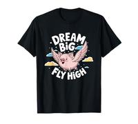 Sueño Big Fly High Flying Pig Motivational Mujeres Mujeres Camiseta
