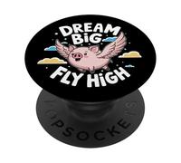Sueño Big Fly High Flying Pig Motivational Mujeres Mujeres PopSockets PopGrip Adhesivo