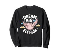 Sueño Big Fly High Flying Pig Motivational Mujeres Mujeres Sudadera