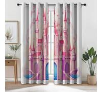 Sueño Castillo Cuento de Hadas Cortinas opacas - Polvo blanco Cortinas de microfibra, fáciles de cuidar, con ojales para ventanas de dormitorio, sala de estar u oficina 70An x 200Al cm (2 Paneles)