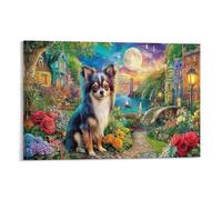 Sueño Chihuahua Pieza Única Pueblo del Canal de la Luna de Chihuahua Pintura De Pared Enmarcada Arte Resistente A La Decoloración Impresión De Office Canvas Punto Focal Decoración 12x18inch(30x45cm)