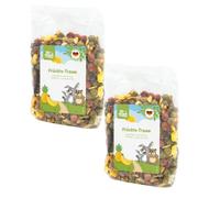 Sueño de Frutas | Snack para roedores y Conejos Enanos | 2 x 200 g | JR Farm | Alimento complementario | Para completar la ración diaria | Con plátano, piña y nueces | Paquete doble