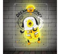 Sueño en el espacio Impresión UV LED Señal de neón Acrílico Iluminar Arte Decoración de pared para Hombre Tienda de cuevas Pub Fiesta Bar Decoraciones de habitación Casa Vacaciones