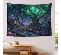 Sueño Misterioso - Tapiz Mural - 180 * 230cm - Sendero Mágico Misterioso - Tapiz Mural - Accesorio de Decoración para Jardín y SalónAzul verdoso