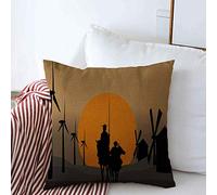 Sueño Toledo Silueta Don Quijote De La Mancha Novela España Cervantes Sancho Andante Caballo Caballero Fundas para Almohadones Lavables Fundas Cojines Lujo Funda De Almohada para Sofá 45X45Cm