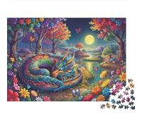 Sueños de Dragones a la luz de la Luna Puzzles Imposible,desafío for Adults Entretenimiento Creativo 1000 Piezas Obra De Arte De Juego De para Adultos Y Niños A Partir De 12 Años 70x50cm/1000pcs