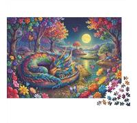 Sueños de Dragones a la luz de la Luna Puzzles Imposible,desafío for Adults Juego Educativo 1000 Piezas Obra De Arte De Juego De para Adultos Y Niños 52x38cm/1000pcs