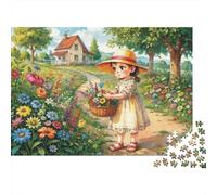 Sueños de Verano Rompecabezas Imposible,desafío for Adults Recogiendo Flores Entretenimiento Creativo 1000 Piezas Obra De Arte De Juego De para Adultos Y Niños A Partir De 12 Años 38x26cm/1000pcs