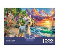 Sueños de Yorkie 1000 Piezas De Cartón Reciclado Perro costero Kit Rompecabezas Familias Apasionadas Rompecabezas Ultra-difícil Regalo Viaje Regalo Familia 70x50cm/1000pcs