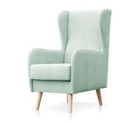 SUENOSZZZ-ESPECIALISTAS DEL DESCANSO Sillón nórdico Modelo Narex para Dormitorio o salón, butaca de Estilo escandinavo tapizado en Tela Antimanchas Verde Agua