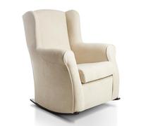 SUENOSZZZ-ESPECIALISTAS DEL DESCANSO Sillon orejero balancin wengué Carla (Sillon Lactancia) Sillón tapizado Antimanchas acualine Color Beige. Mecedora para Dormitorio, Salon o habitacion de Bebe