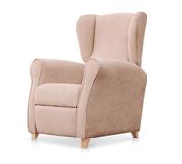 SUENOSZZZ-ESPECIALISTAS DEL DESCANSO Sillón Relax orejero Irene reclinable con Patas de Madera, Relax nórdico tapizado en Tela Antimanchas Salmón