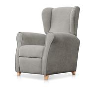 SUENOSZZZ-ESPECIALISTAS DEL DESCANSO Sillón Relax orejero Irene reclinable con Patas de Madera, Relax nórdico tapizado en Tela Antimanchas Gris